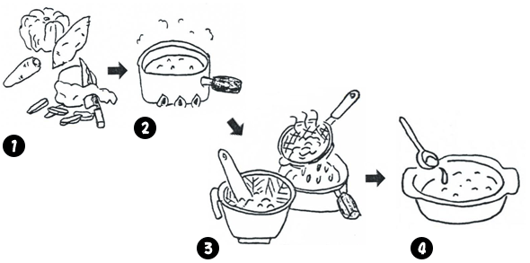 離乳食　野菜の煮つぶし（５・６か月頃）